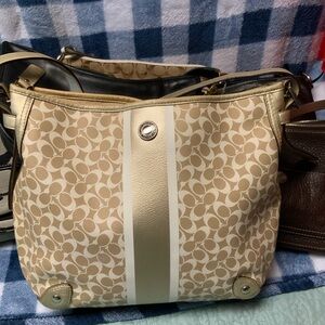 Coach Tan and Gold Hobo Bag